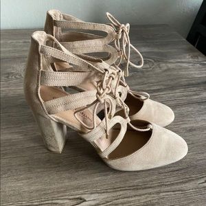 Nude strappy heels